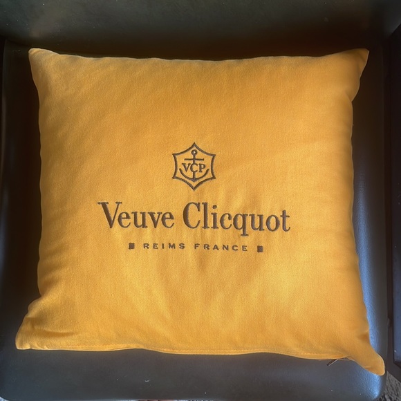 Veuve Clicquot Embroidered Bright Bold Orange Cushion, 38cm x 38cm Square - Picture 9 of 15